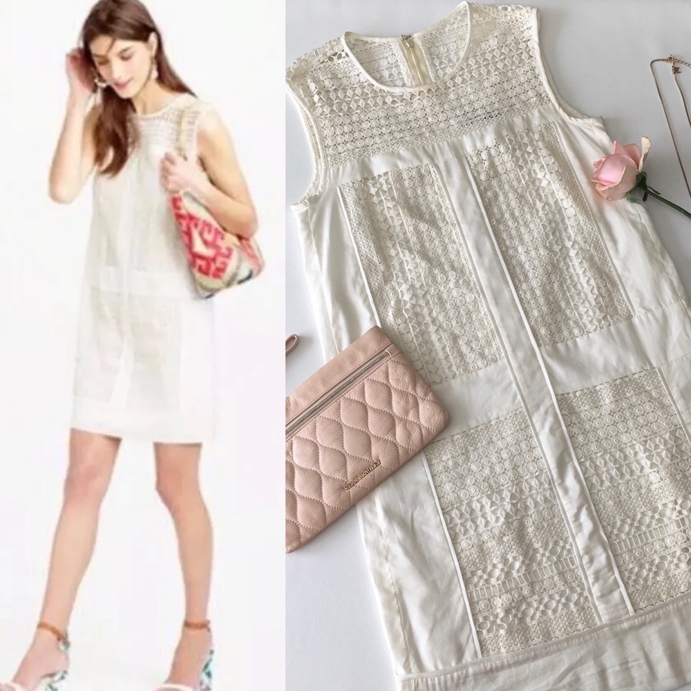 J. Crew Geo Lace Sleeveless Shift Dress, Eyelet